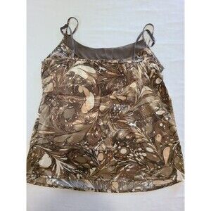 NY&C Brown Paisley Camisole XS Shelf Bra Spaghetti Strap Stretch Tank Top